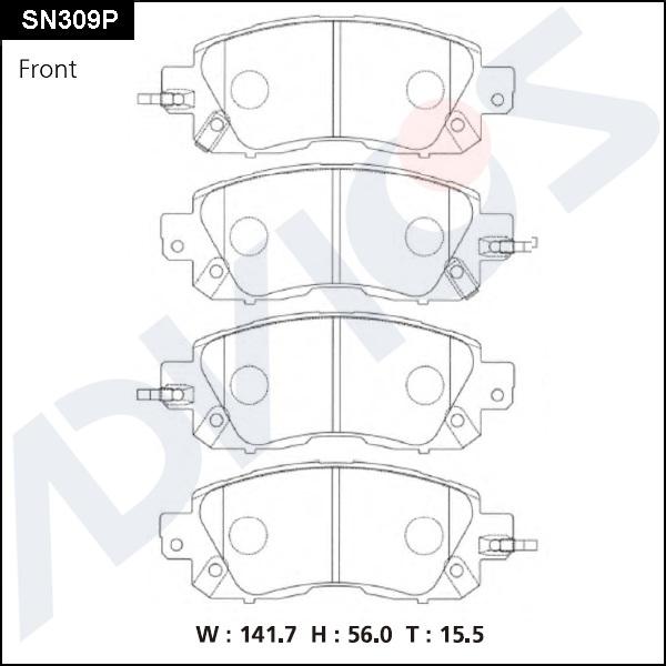 Advics SN309P - Kit pastiglie freno, Freno a disco autozon.pro