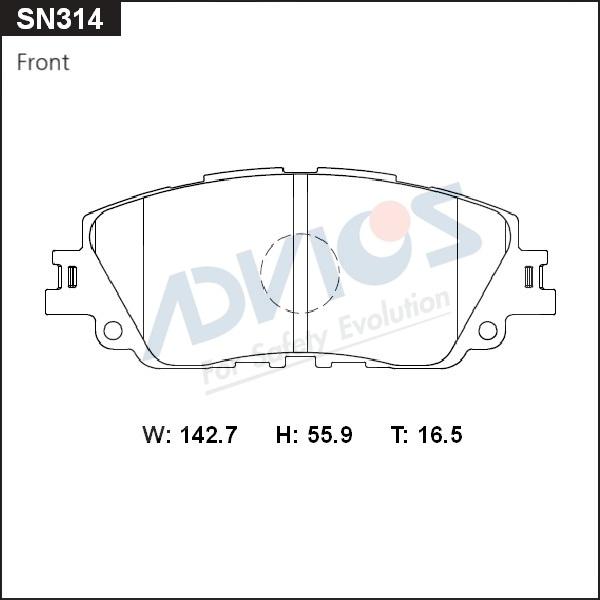 Advics SN314 - Kit pastiglie freno, Freno a disco autozon.pro