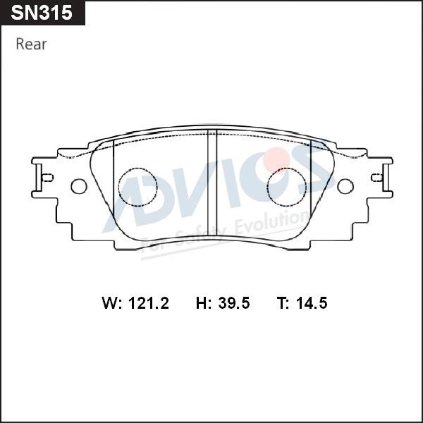 Advics SN315 - Kit pastiglie freno, Freno a disco autozon.pro