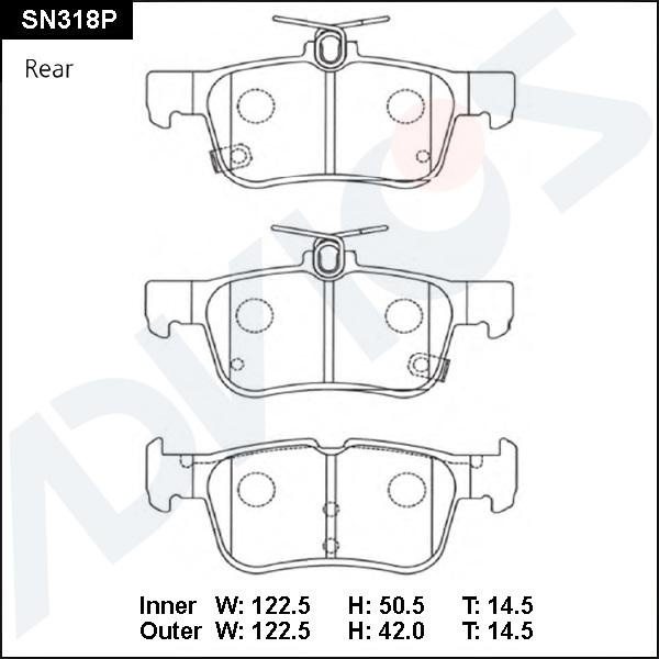 Advics SN318P - Kit pastiglie freno, Freno a disco autozon.pro