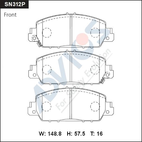 Advics SN312P - Kit pastiglie freno, Freno a disco autozon.pro