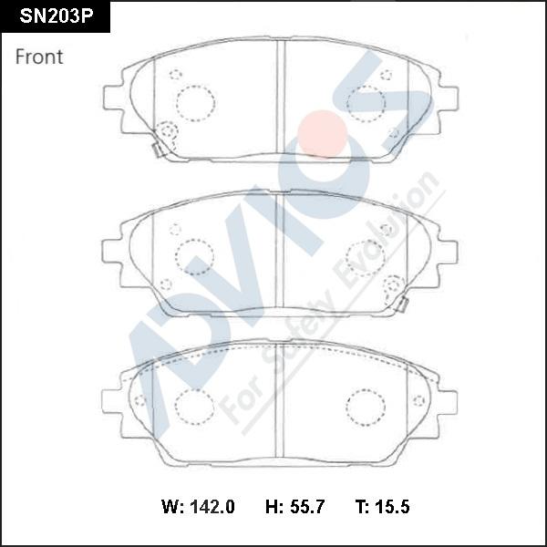 Advics SN203P - Kit pastiglie freno, Freno a disco autozon.pro