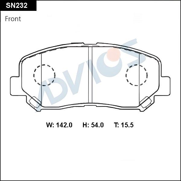 Advics SN232 - Kit pastiglie freno, Freno a disco autozon.pro