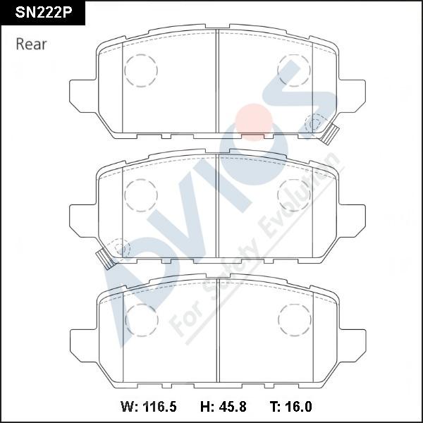 Advics SN222P - Kit pastiglie freno, Freno a disco autozon.pro