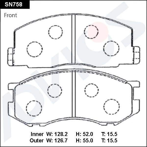 Advics SN758 - Kit pastiglie freno, Freno a disco autozon.pro