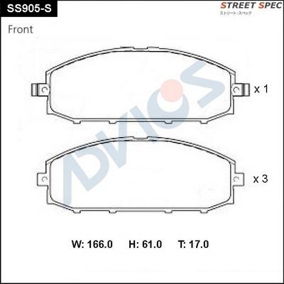 Advics SS905-S - Kit pastiglie freno, Freno a disco autozon.pro