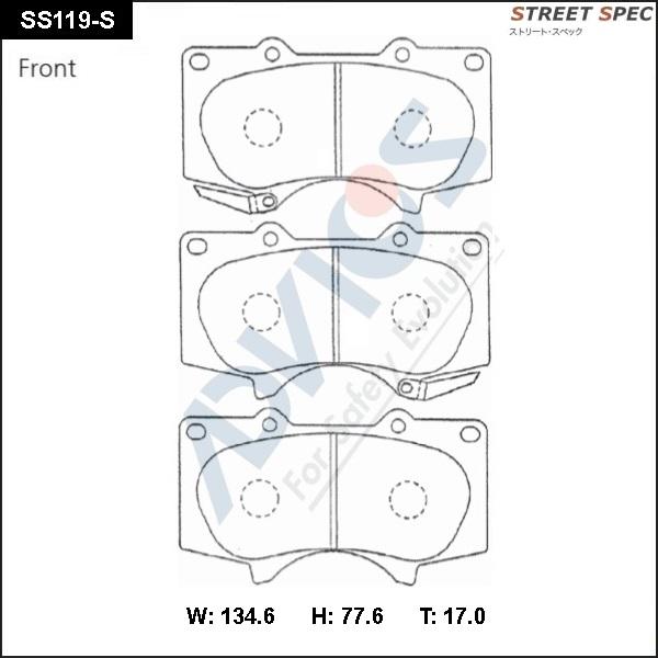 Advics SS119-S - Kit pastiglie freno, Freno a disco autozon.pro