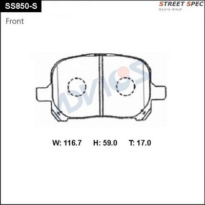 Advics SS850-S - Kit pastiglie freno, Freno a disco autozon.pro