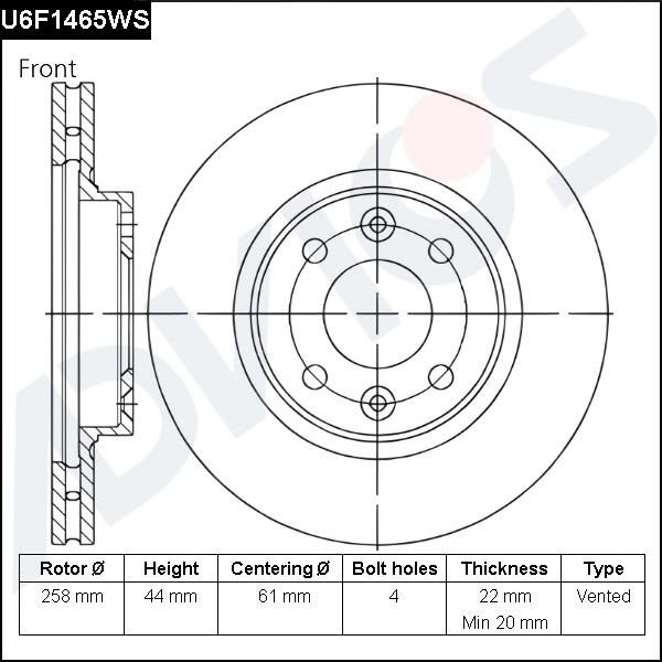 Advics U6F1465WS - Discofreno autozon.pro