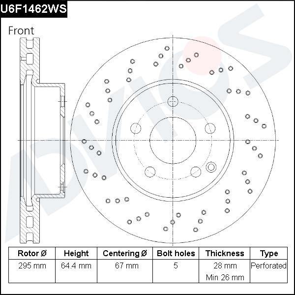 Advics U6F1462WS - Discofreno autozon.pro