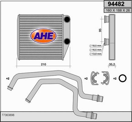 AHE 94482 - Scambiatore calore, Riscaldamento abitacolo autozon.pro