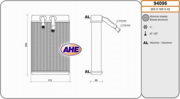 AHE 94096 - Scambiatore calore, Riscaldamento abitacolo autozon.pro