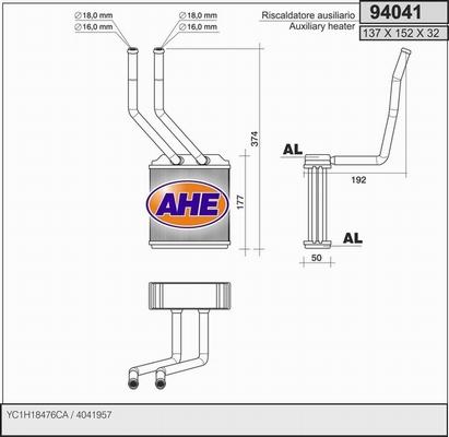 AHE 94041 - Scambiatore calore, Riscaldamento abitacolo autozon.pro