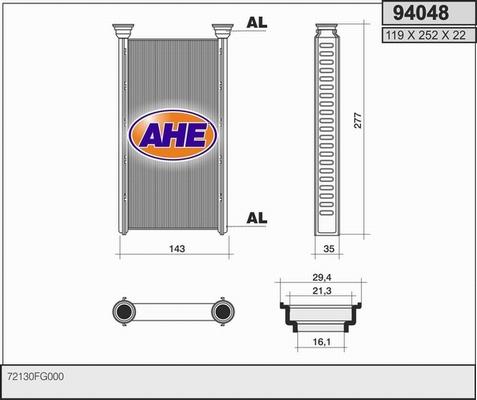 AHE 94048 - Scambiatore calore, Riscaldamento abitacolo autozon.pro