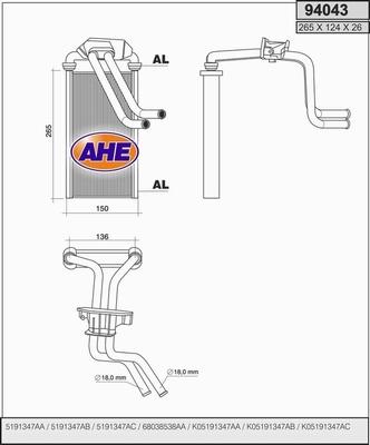 AHE 94043 - Scambiatore calore, Riscaldamento abitacolo autozon.pro