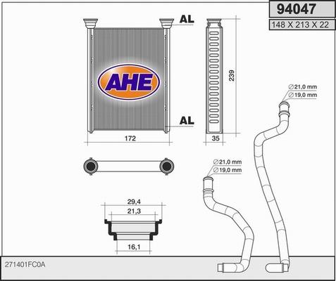 AHE 94047 - Scambiatore calore, Riscaldamento abitacolo autozon.pro