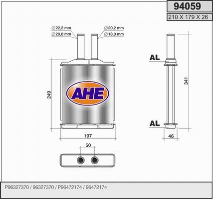 AHE 94059 - Scambiatore calore, Riscaldamento abitacolo autozon.pro