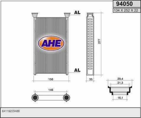 AHE 94050 - Scambiatore calore, Riscaldamento abitacolo autozon.pro