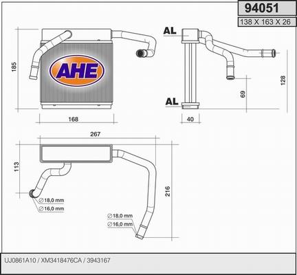 AHE 94051 - Scambiatore calore, Riscaldamento abitacolo autozon.pro