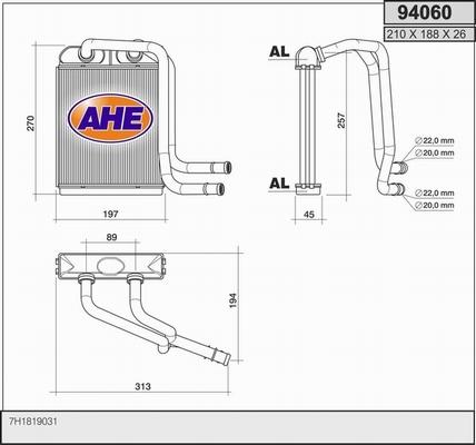 AHE 94060 - Scambiatore calore, Riscaldamento abitacolo autozon.pro