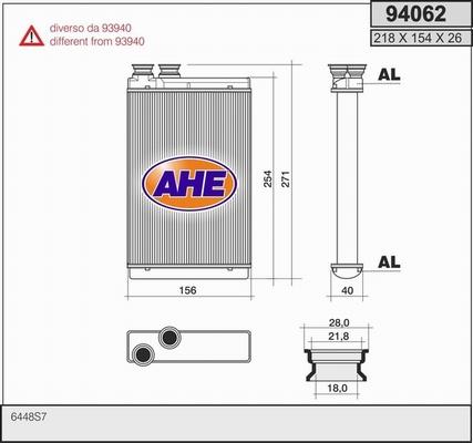 AHE 94062 - Scambiatore calore, Riscaldamento abitacolo autozon.pro