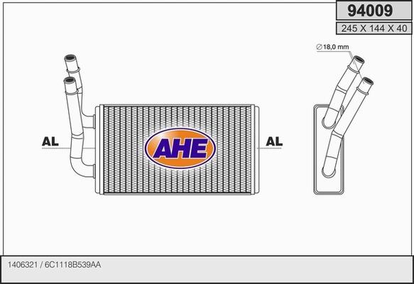 AHE 94009 - Scambiatore calore, Riscaldamento abitacolo autozon.pro