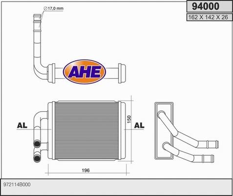 AHE 94000 - Scambiatore calore, Riscaldamento abitacolo autozon.pro