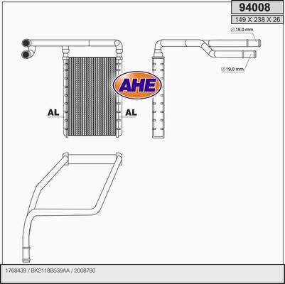 AHE 94008 - Scambiatore calore, Riscaldamento abitacolo autozon.pro