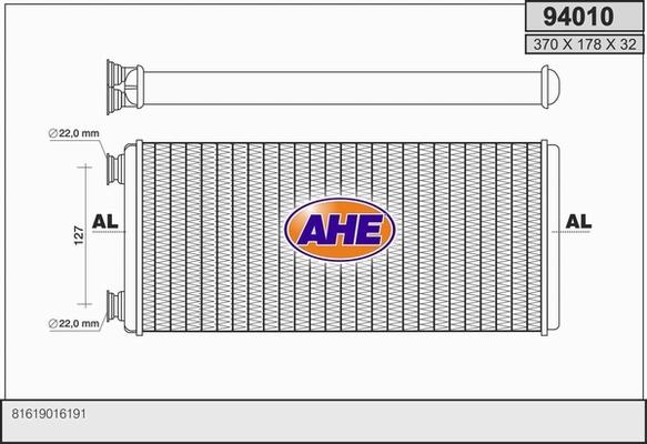 AHE 94010 - Scambiatore calore, Riscaldamento abitacolo autozon.pro