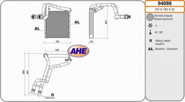 AHE 94086 - Scambiatore calore, Riscaldamento abitacolo autozon.pro