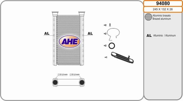 AHE 94080 - Scambiatore calore, Riscaldamento abitacolo autozon.pro