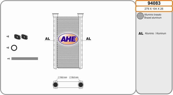 AHE 94083 - Scambiatore calore, Riscaldamento abitacolo autozon.pro