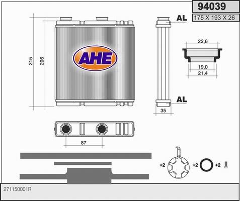 AHE 94039 - Scambiatore calore, Riscaldamento abitacolo autozon.pro