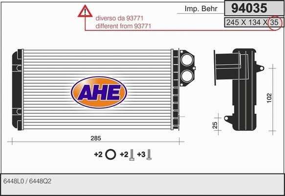 AHE 94035 - Scambiatore calore, Riscaldamento abitacolo autozon.pro