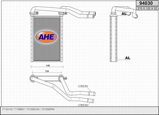 AHE 94030 - Scambiatore calore, Riscaldamento abitacolo autozon.pro