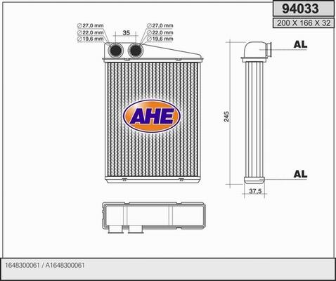 AHE 94033 - Scambiatore calore, Riscaldamento abitacolo autozon.pro