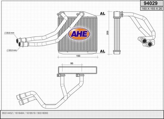 AHE 94029 - Scambiatore calore, Riscaldamento abitacolo autozon.pro