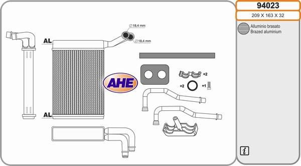 AHE 94023 - Scambiatore calore, Riscaldamento abitacolo autozon.pro