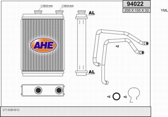 AHE 94022 - Scambiatore calore, Riscaldamento abitacolo autozon.pro