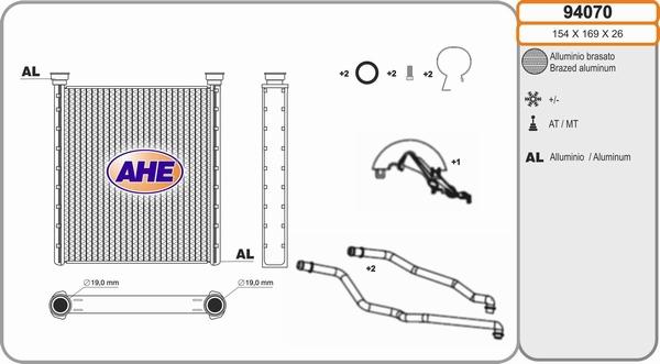 AHE 94070 - Scambiatore calore, Riscaldamento abitacolo autozon.pro