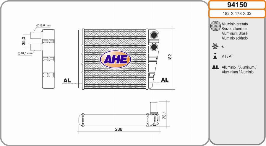 AHE 94150 - Scambiatore calore, Riscaldamento abitacolo autozon.pro