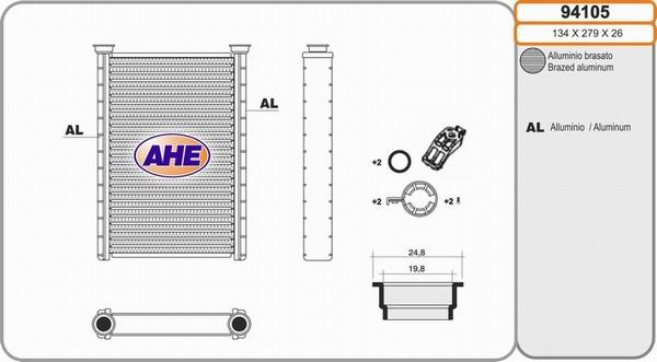 AHE 94105 - Scambiatore calore, Riscaldamento abitacolo autozon.pro