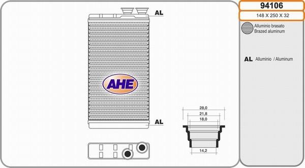 AHE 94106 - Scambiatore calore, Riscaldamento abitacolo autozon.pro