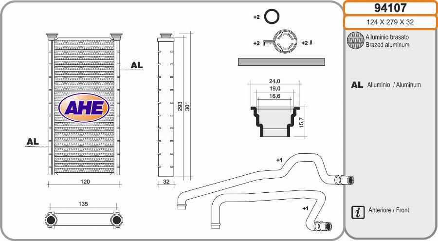 AHE 94107 - Scambiatore calore, Riscaldamento abitacolo autozon.pro