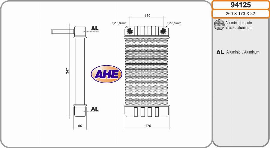 AHE 94125 - Scambiatore calore, Riscaldamento abitacolo autozon.pro