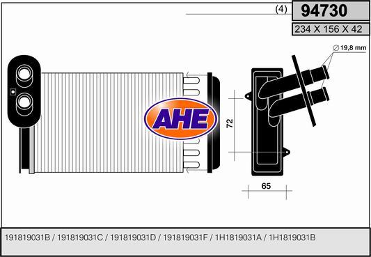 AHE 94730 - Scambiatore calore, Riscaldamento abitacolo autozon.pro