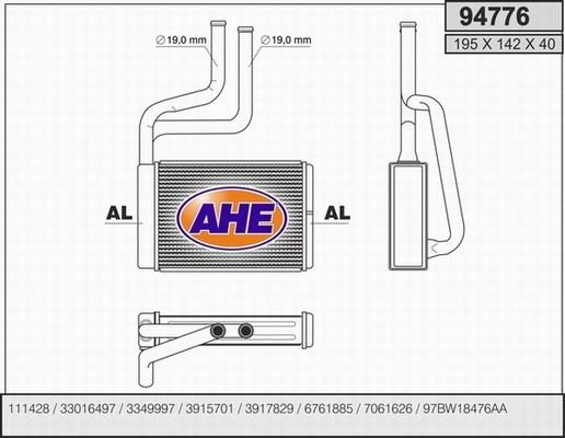 AHE 94776 - Scambiatore calore, Riscaldamento abitacolo autozon.pro