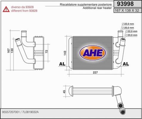 AHE 93998 - Scambiatore calore, Riscaldamento abitacolo autozon.pro