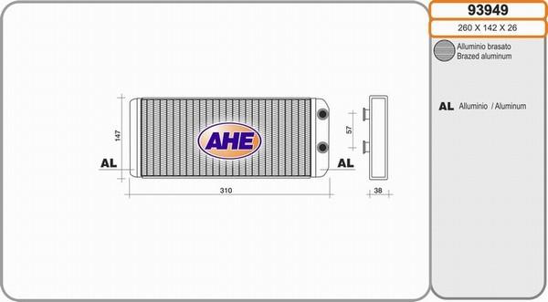 AHE 93949 - Scambiatore calore, Riscaldamento abitacolo autozon.pro