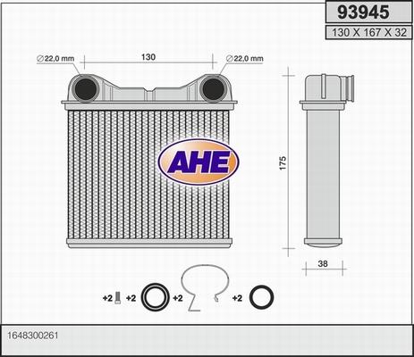 AHE 93945 - Scambiatore calore, Riscaldamento abitacolo autozon.pro